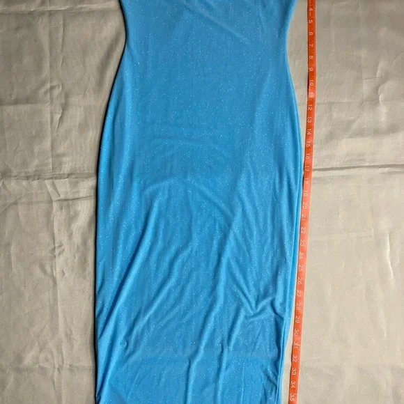 Sparkle Bandeau Blue Strapless Dress - Picture 11 of 13